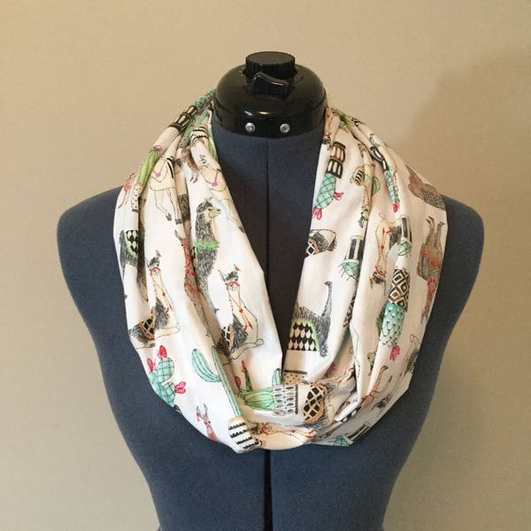 Llama and Cactus Infinity Scarf / Cactus / Scarf / Infinity Scarf / Llamas / Animal Print / Animal Lover / Succulent / Plants / Gift / Cacti