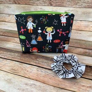 Bolsa de cosméticos para damas de la ciencia / Químico / Bolsa de maquillaje / Bolsa con cremallera / Bolsa de viaje / Bolsa con cremallera / Bolsa / Regalo / Bolsa / Científico / Átomo / ADN