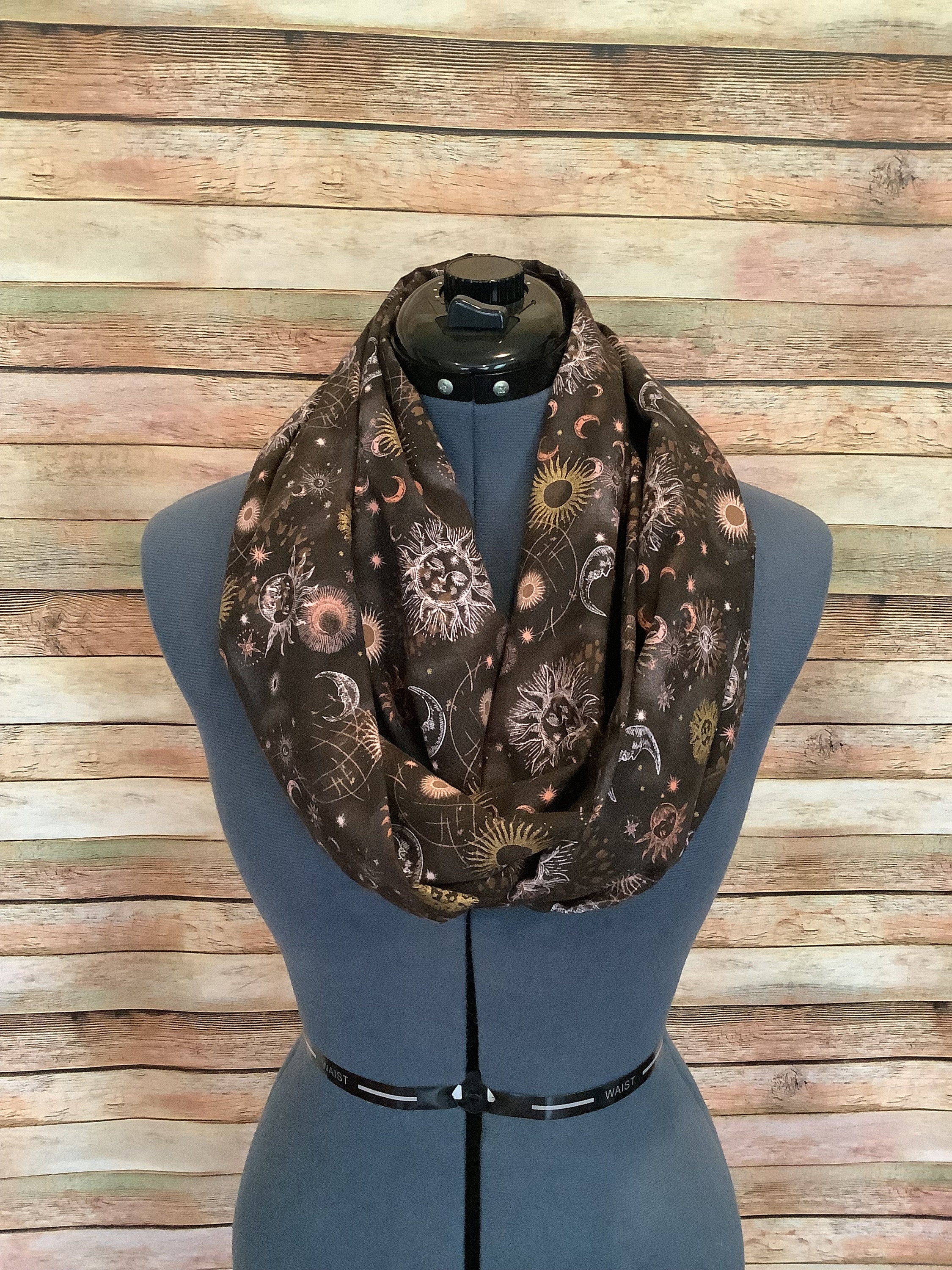 Witchy Scarf Halloween Sheer Scarf With Sun Moon Evil Eye 