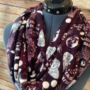 Ouija Board Infinity Scarf / Skull / All Seeing Eye / Scarf / Infinity Scarf / Scary / Moon Phases / Goth / Bat / Astrology / Zodiac / Stars image 2