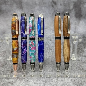 Bolígrafos grandes de madera hechos a mano, bolígrafos acrílicos únicos, bolígrafos torneados, regalos para él, regalos para profesionales, regalo de negocios