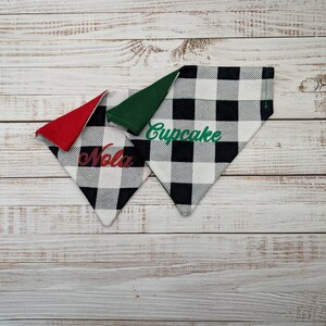 Personalized Buffalo Plaid Dog Bandana Over the Collar, Custom Pet Bandana, Pet Gift,