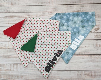 Bandana personalizada para cães de Natal sobre a coleira, bandana personalizada para animais de estimação, bandana para cães de inverno, presente para animais de estimação, bandana personalizada para cães de férias de inverno