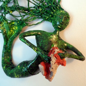 Green Mermaid with RED CORAL