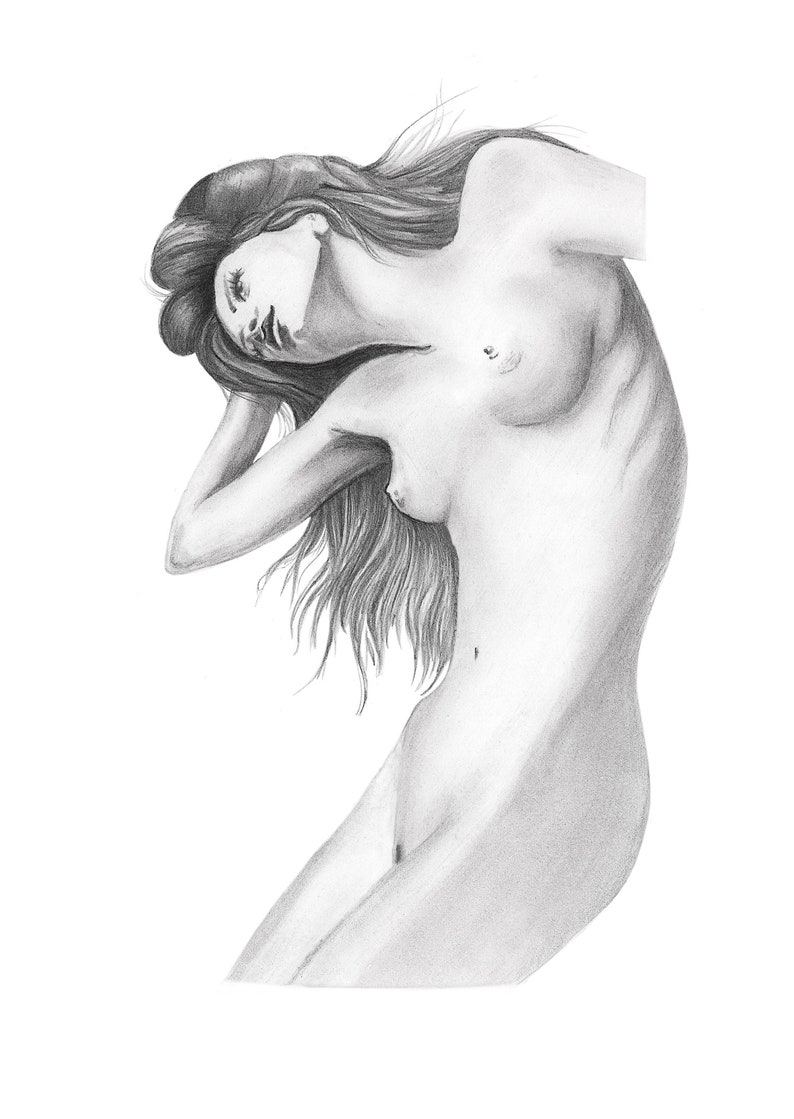 Girl Nude Pencil Sketch Canvas Prints