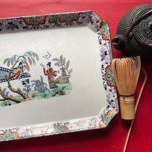 Laveno Societa Ceramica Italiana, antique tray 20th century Siam Chinoiserie decoration. Ginori Italian manufacture