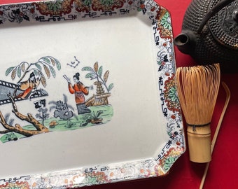 Laveno Società Ceramica Italiana, antiek dienblad 20e eeuw Siam Chinoiserie decoratie. Ginori Italiaans fabrikaat