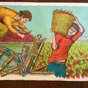 Jahrgang. Poster in limitierter Auflage, gedruckt auf Fine Art-Papier &quot;Weinlese Sizilien&quot; Italien