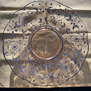 Old liberty glass plate hand made silver painted