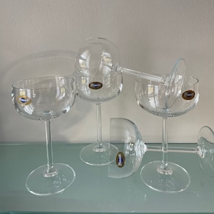 Bohemian Crystal Champagne Coupé, Barware and Bar Cart, Cocktail Glasses,set of 5 ,