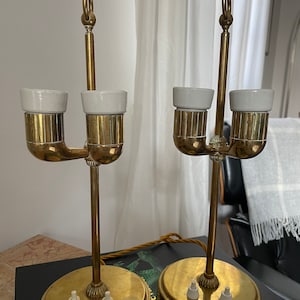Rare pair of midcentury solid brass italian design table lamps