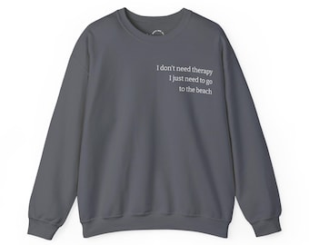 Beach Quote-sweater met ronde hals, Coastal Therapy-trui