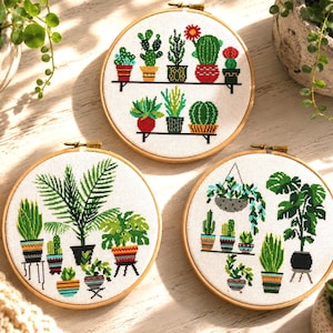 Cactus Cross Stitch Pattern: Potted Succulents Embroidery (Digital Download PDF)