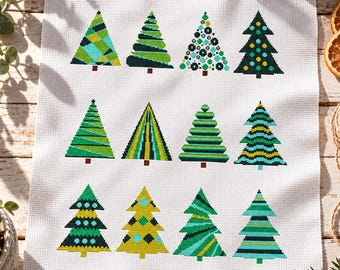 Scandinavian Christmas Tree Cross Stitch Pattern PDF | Nordic Holiday Embroidery Design | Minimalist Winter Decor | Instant Download