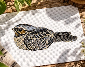 Whippoorwill Bird Cross Stitch Pattern, Easy Beginner Design (PDF)