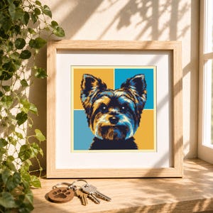 Dog cross stitch pattern, Yorkshire Terrier Abstract animal, Pop art dog portrait, Cute animal embroidery PDF, Easy small, Instant Download