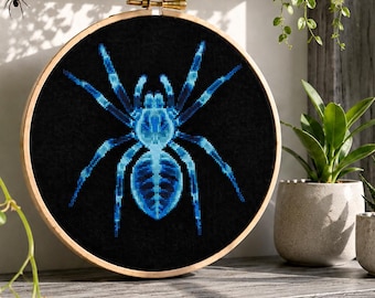 Funny spider X-ray cross stitch pattern, Spooky, scary, terrifying and weird spider embroidery, Unique bug design, Instant download PDF