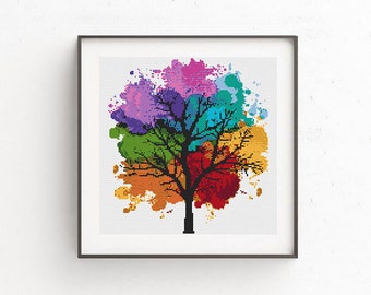 four seasons cross stitch pattern watercolor art rainbow cross etsy