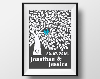 Wedding Cross Stitch Pattern Personalized wedding sampler cross stitch Font Mr and Mrs Wedding Anniversary Gift Modern cross stitch Married