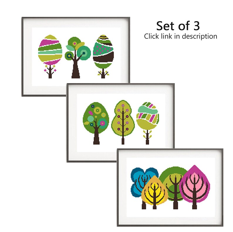 Modern cross stitch pattern Four Seasons Tree Counted cross stitch Set Funny cross stitch Heart Modern embroidery Cool cross stitch Beginner