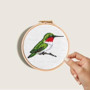 Hummingbird cross stitch pattern, Cute, mini bird embroidery, Watercolor bird cross stitch chart, Counted cross stitch, PDF Instant download