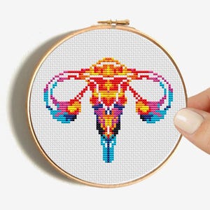 Mini uterus cross stitch pattern, Human anatomy, Human organ hand embroidery, Scary x-stitch PDF, Modern design, Digital instant download