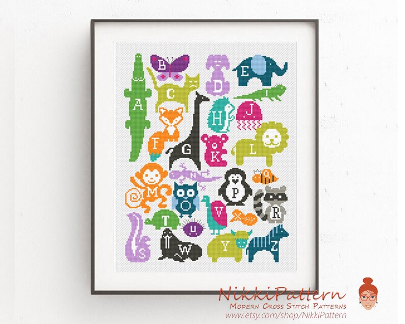 Baby cross stitch pattern Animal Alphabet embroidery PDF pattern Baby cross stitch pattern Animal Alphabet embroidery PDF pattern