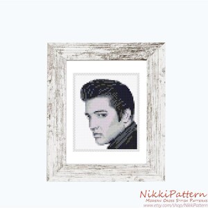 Elvis Presley mini cross stitch pattern, Modern tiny Portrait, Famous movie star, Tiny miniature picture painting Small easy frame art image 8