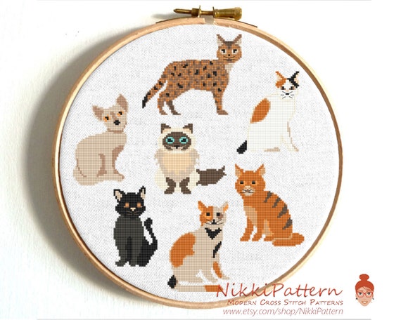 Cats Cross Stitch Pattern Cat Modern Cross Stitch Animal Cross
