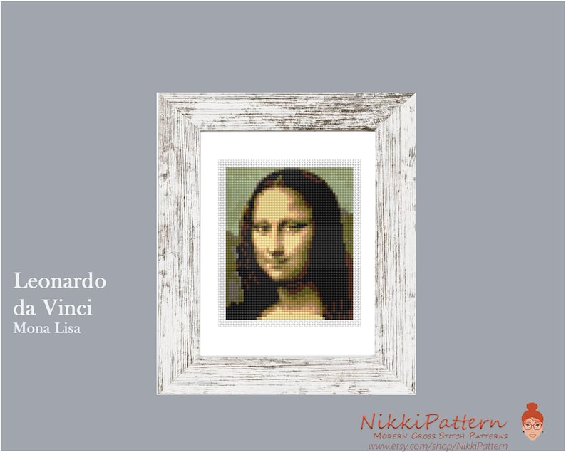 Mona Lisa Mini Cross Stitch Pattern | Leonardo da Vinci, Tiny Embroidery Design | Classic Art PDF Download | Small & Easy DIY Stitch image 5