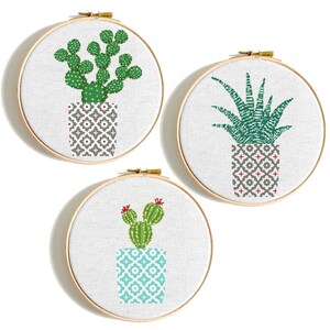 Cactus cross stitch pattern Geometric cross stitch pattern Natural embroidery sampler Flower, floral cross stitch PDF printable Modern Gift image 2