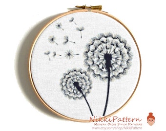 Dandelion counted cross stitch Wildflower cross stitch pattern Wild flower cross stitch Easy cross stitch Beginner PDF pattern Floral