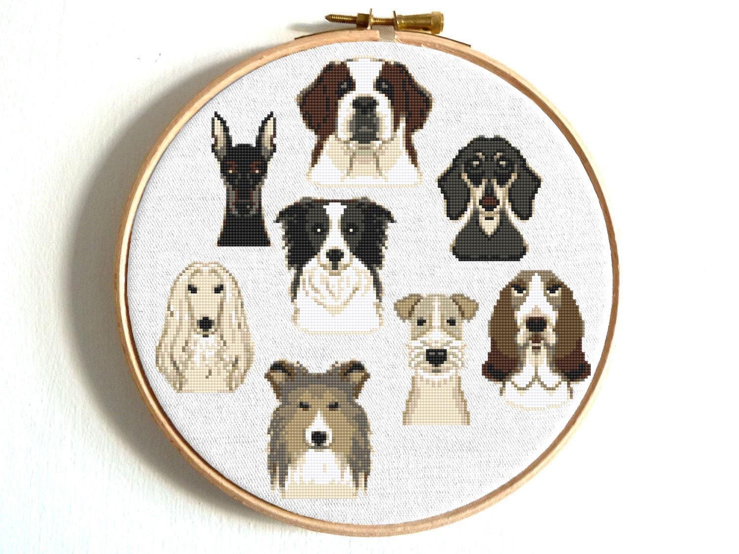 Dogs Cross Stitch Pattern, Mini Cross Stitch, Animal Cross