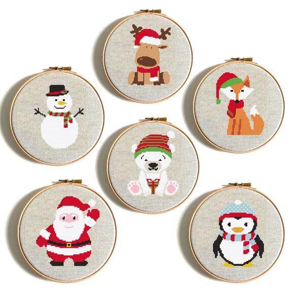 Christmas cross stitch pattern Santa Claus Fox Bear ...