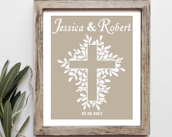 Wedding cross cross stitch pattern Personalized counted cross stitch chart Love anniversary wedding gift Digital download PDF