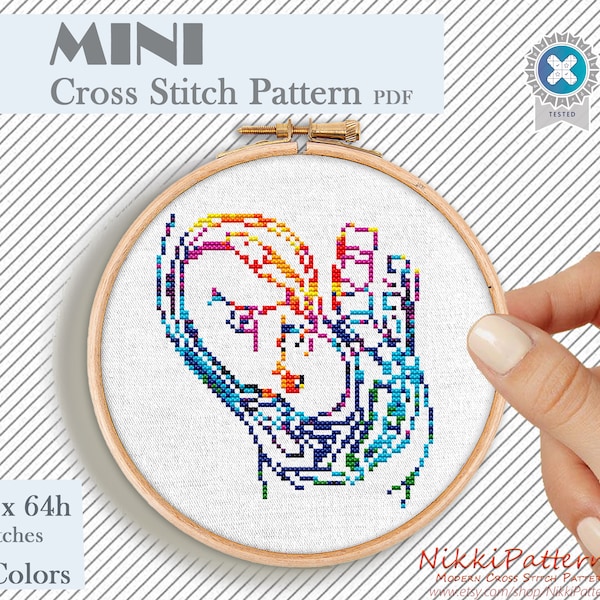 Embryo mini cross stitch pattern Embryo cross stitch Pregnancy Reproductive system Newborn Modern embroidery Instant download PDF