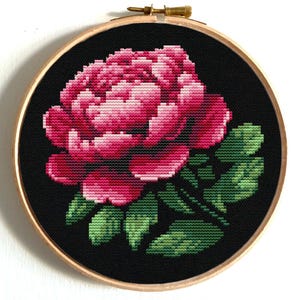 Peony flower mini cross stitch pattern, Flower easy embroidery chart, Spring Floral sampler, Small x-stitch, Instant download PDF