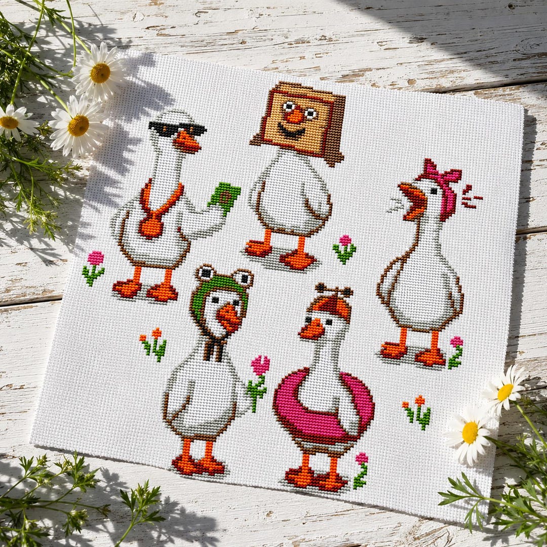 Goose Graph Pattern Goose Cross Stitch Pattern, Funny Geese Embroidery PDF, Funny Design ...