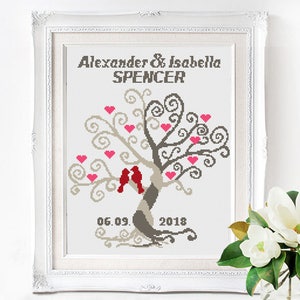 Wedding modern cross stitch pattern, personalized counted cross stitch chart, love, anniversary, wedding gift, Customizable DIY, digital PDF