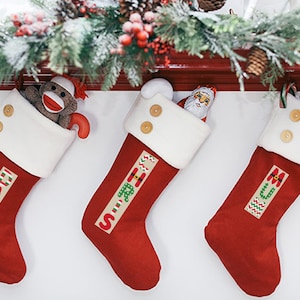 Christmas alphabet cross stitch pattern, Font for making Christmas socks, Personalized Ornaments, Set of 6 design, Santa Claus fonts image 4