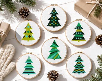 Scandinavian Christmas tree cross stitch pattern PDF. Nordic Christmas Tree Set. Merry Christmas Decor, Modern geometric design, Digital PDF