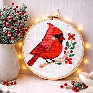 Northern Cardinal Cross Stitch Pattern.