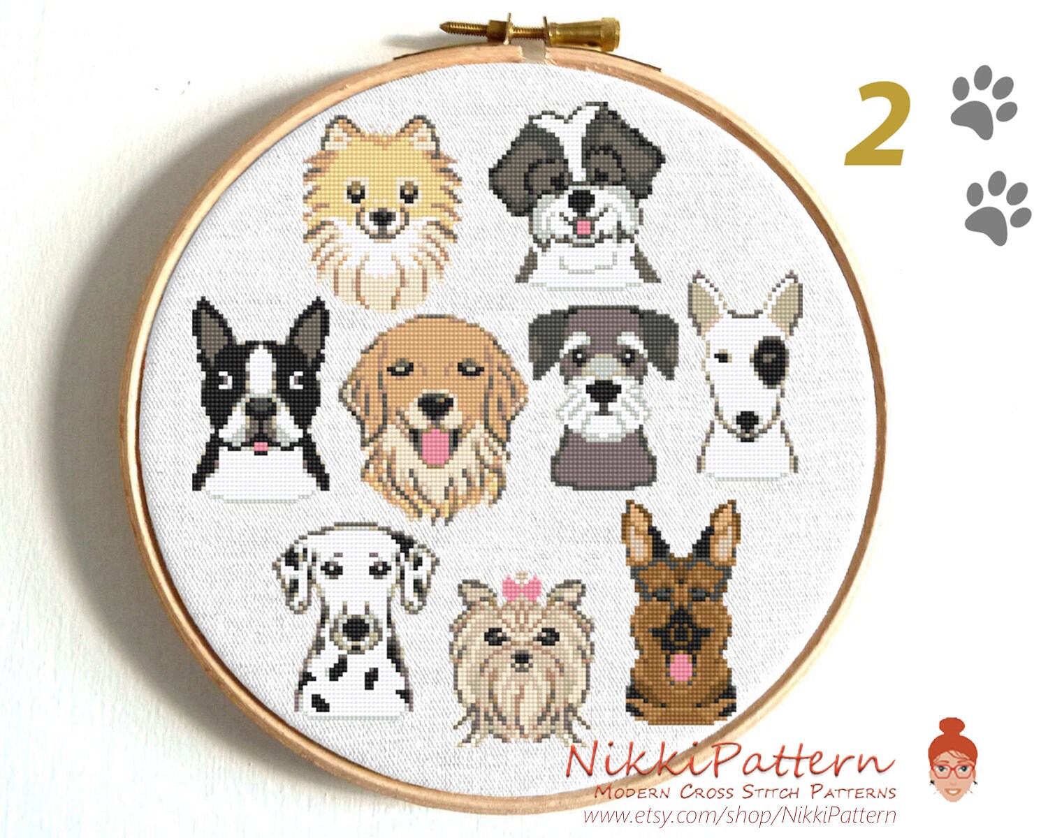 Dogs Cross Stitch Pattern Modern Cross Stitch Animal Cross - Etsy
