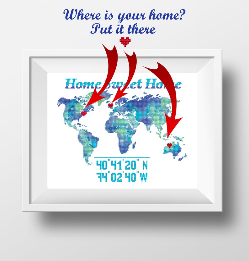 Home sweet home cross stitch pattern, Modern counted cross stitch, PDF pattern, embroidery design, instant download PDF chart image 2