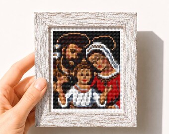 Holy Family Cross Stitch Pattern PDF | Mini Religious embroidery| Christian Christmas Decor | Catholic Art (Instant download)