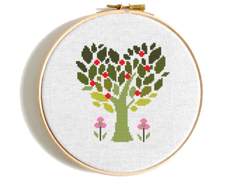 Modern cross stitch pattern Four Seasons Tree Counted cross stitch Set Funny cross stitch Heart Modern embroidery Cool cross stitch Beginner
