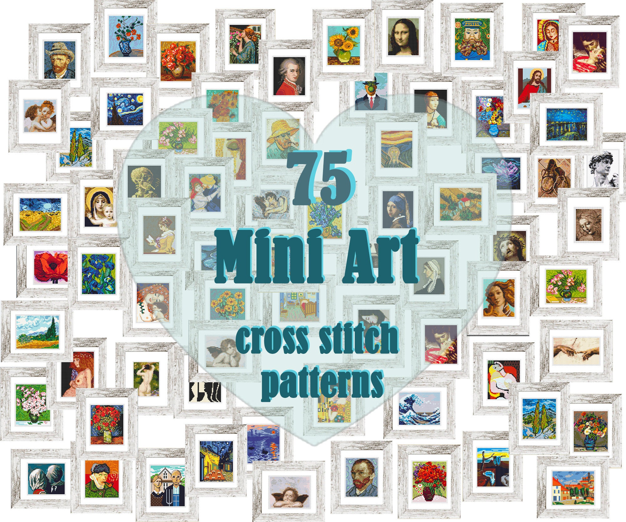 Set of 75 Mini Art Cross Stitch Patterns Mini Masterpieces Etsy