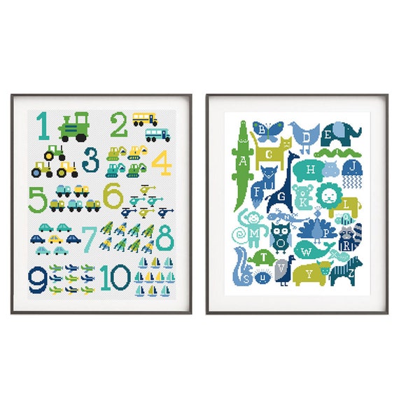 Baby Cross Stitch Pattern Animals Alphabet Cross Stitch Etsy