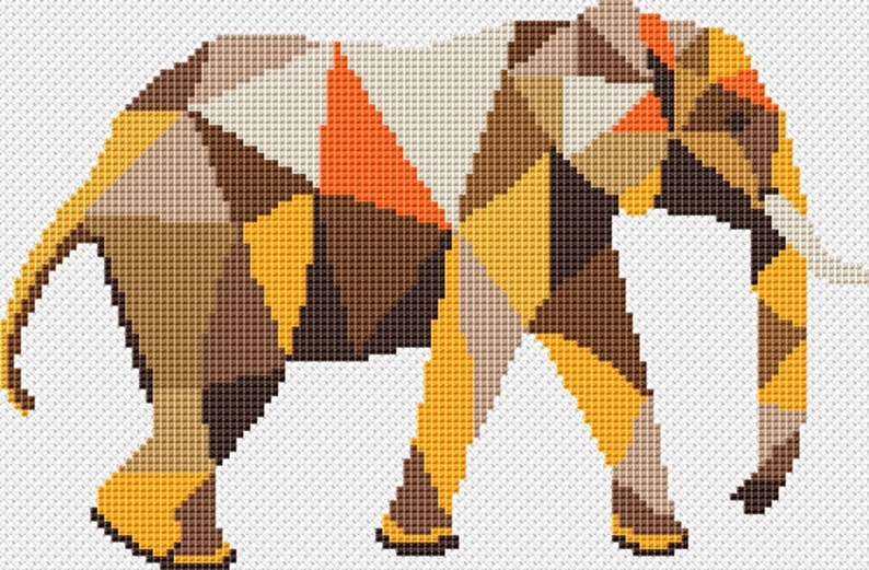 Geometric Elephant Cross Stitch Pattern Funny Cross Stitch Etsy