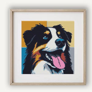 Kreuzstich Stickmuster Hund PDF, Australian Shepherd, Stickmuster Abstrakt, Kreuzstich Stickmuster, Stickvorlage Stickbild